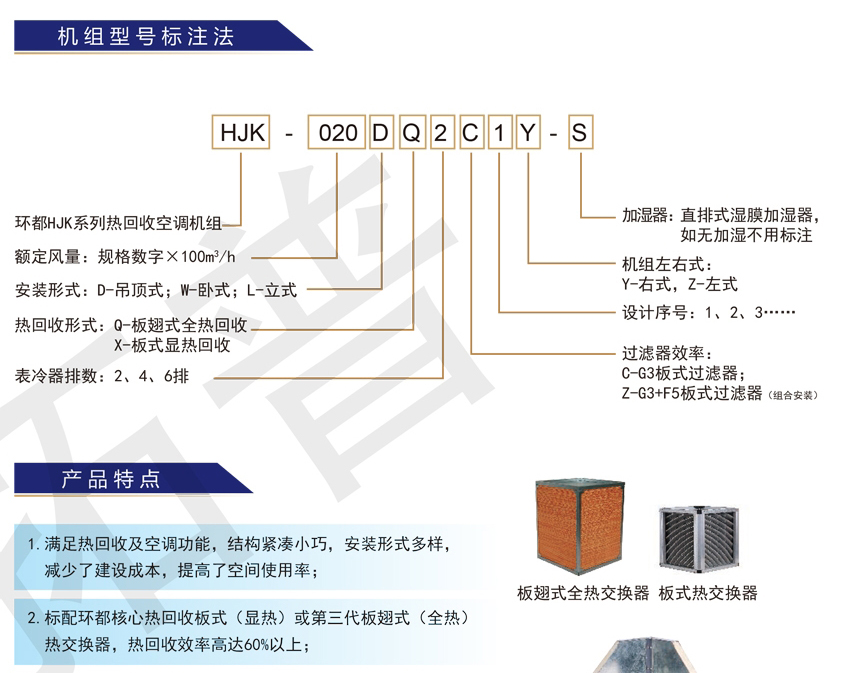 環(huán)都拓普HUK-E系列組合式熱回收空氣處理機(jī)組HJK-020DQQWC1Y-S~HJK-150DQQWC1Y-S型號(hào)說(shuō)明